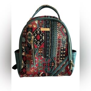 TOTE & CARRY Tribal Boho Large Backpack BFF in Green Trim (Unisex)